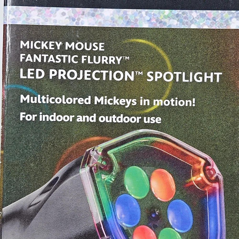 Disney Magic Holiday Mickey Mouse Fantastic Flurry Led Projection Spotlight 15Ft